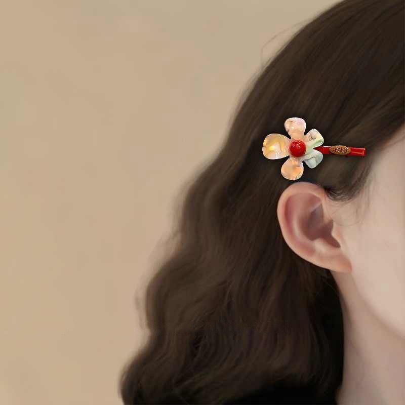 Luxury Iridescent Acetate Flower Hair Barrette - Image 3