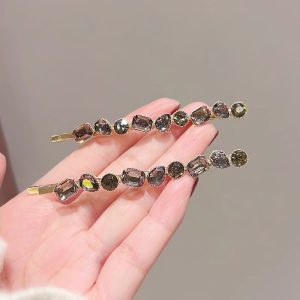 Large yellow rhinestone hair barrette