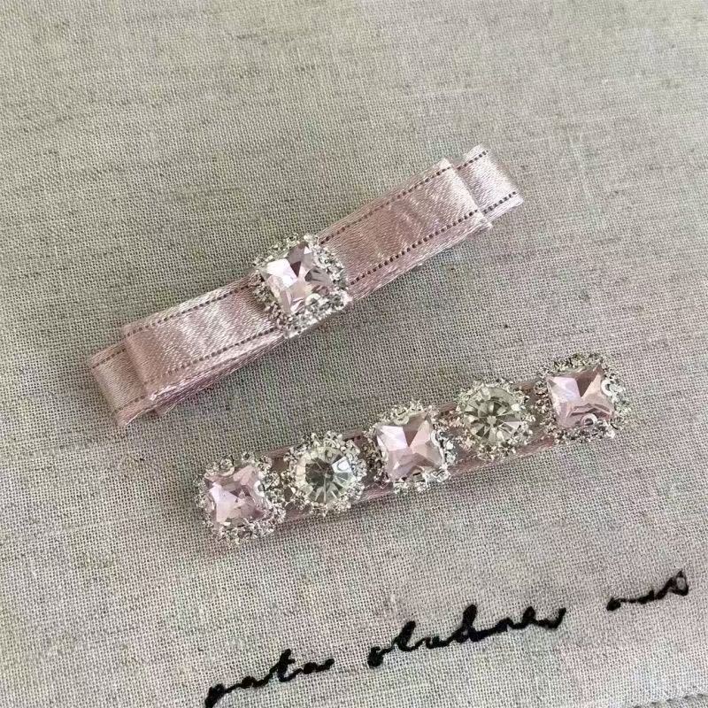 Korean‑style Light Luxury Rhinestone Hair Pin, Bow Satin Hair Clip - Image 3