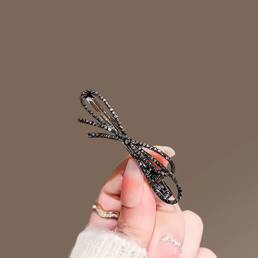Full rhinestone elegant bow side hair clip - Image 4