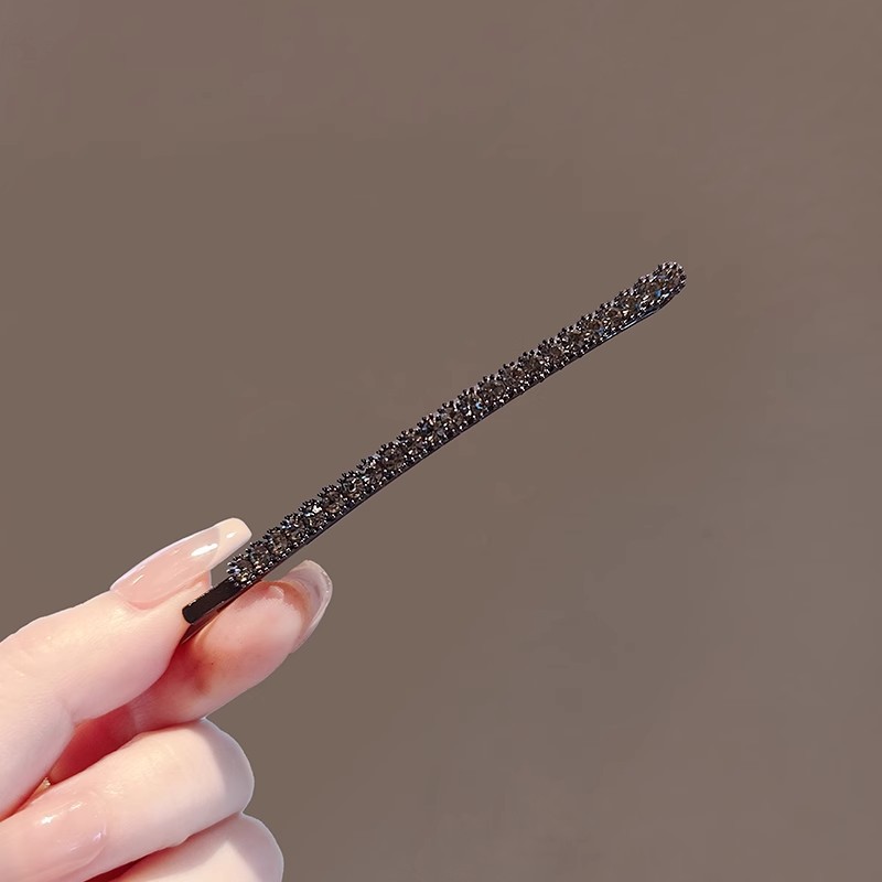 Korean Style Elegant Black Rhinestone Pearl Hair Clip - Image 3