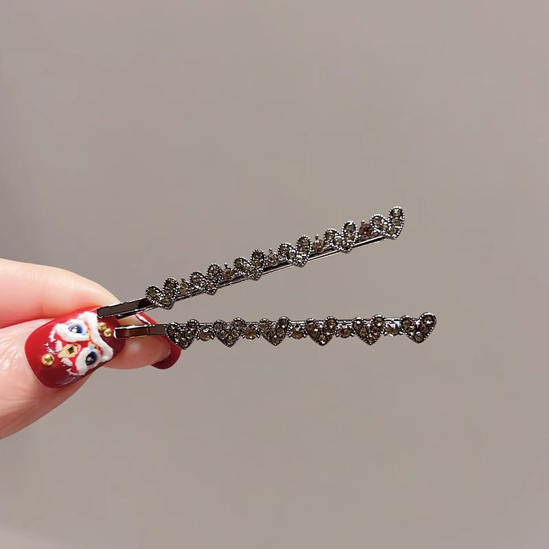 Heart crystal side hair clip barrette hair pin - Image 4