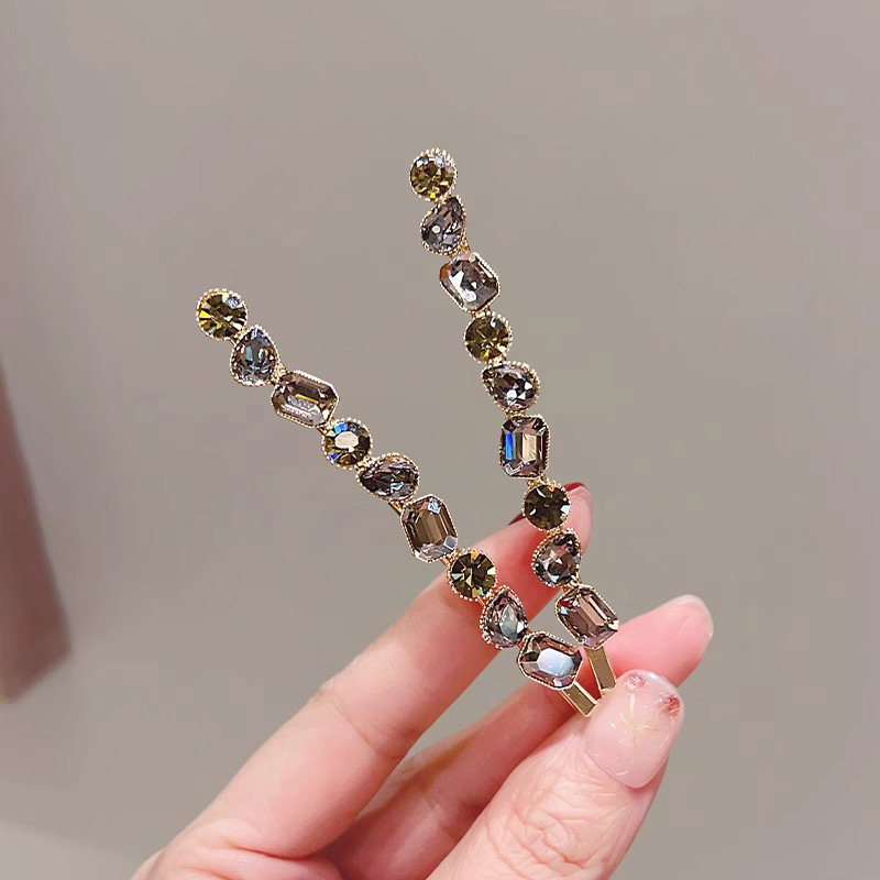 Large yellow rhinestone hair barrette - Image 3