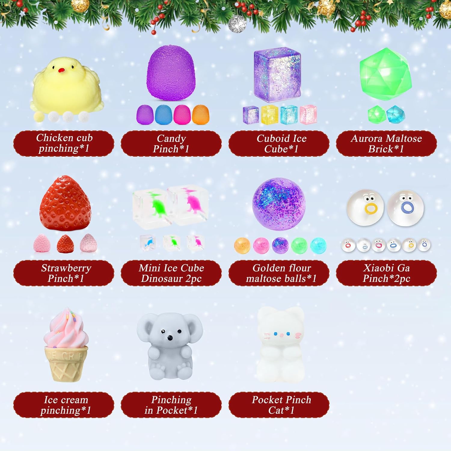 Squishy Advent Calendar 2026, Fidget Christmas Countdown Calendar, 24 Days of Surprises Squishy Toys Box, Xmas Toys for Sock Stuffing & Christmas Gift - Image 2