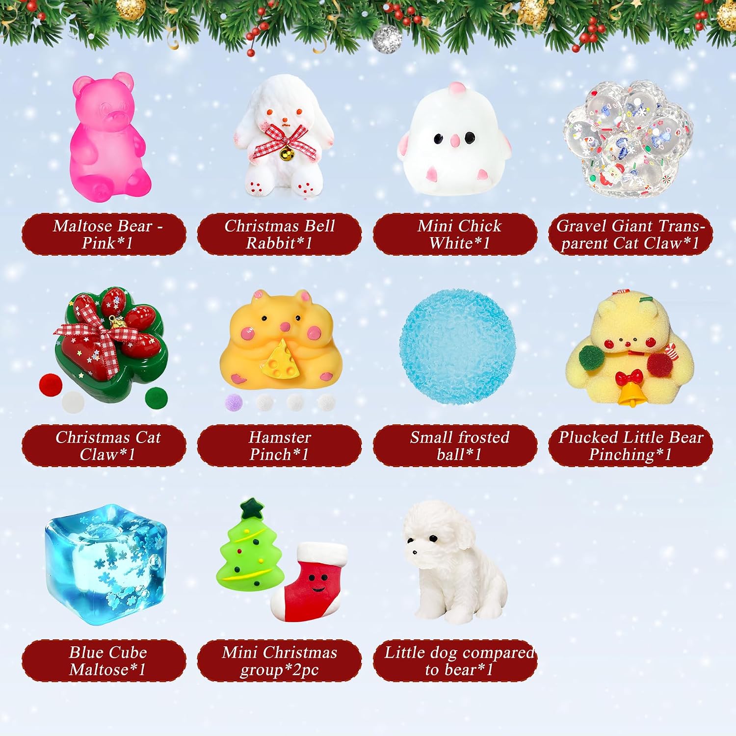 Squishy Advent Calendar 2026, Fidget Christmas Countdown Calendar, 24 Days of Surprises Squishy Toys Box, Xmas Toys for Sock Stuffing & Christmas Gift - Image 3
