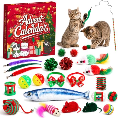 Cat Advent Calendar 2026, 24 Days Assorted Interactive Cat Toy Countdown Gift Set for Indoor Cats & Kittens - Image 2
