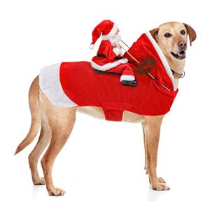 Amazon.com : BWOGUE Santa Dog Costume, XX-Large Dog Christmas Outfit, Riding Pet Clothes | Dog Santa Costume, XX-Large Fits 59-75 lb Dogs, Adjustable Closure, Cotton-Polyester Fabric, Riding Santa Design, Party Wear : Pet Supplies