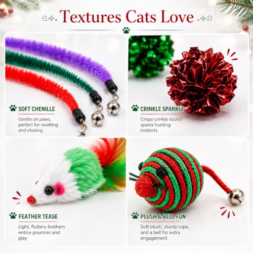 Cat Advent Calendar 2026, 24 Days Assorted Interactive Cat Toy Countdown Gift Set for Indoor Cats & Kittens - Image 4