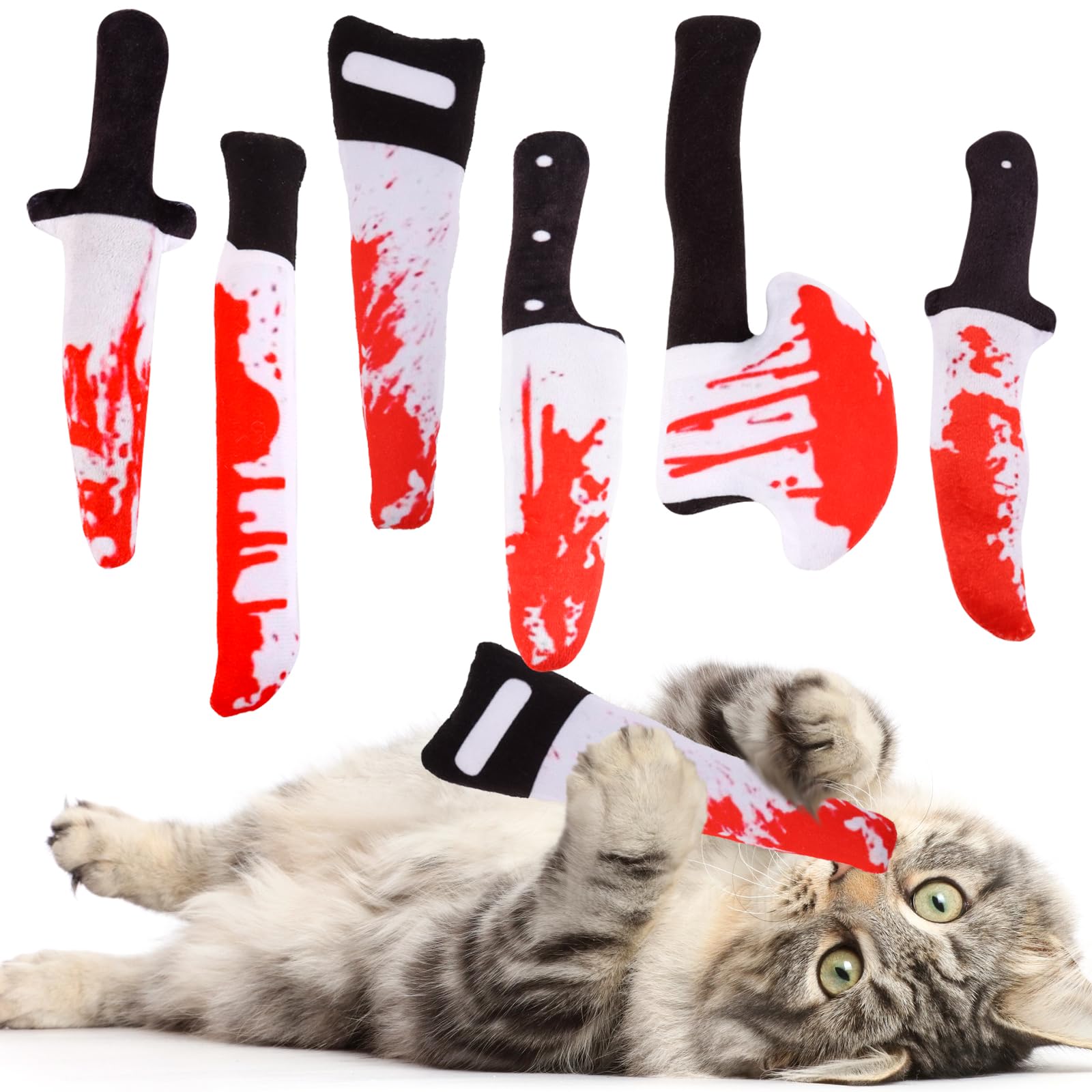 FOIMAS 6Pcs Christmas Catnip Toys, Plush Santa Snowman Tree Interactive Chew Toys for Indoor Cats & Kittens - Image 2