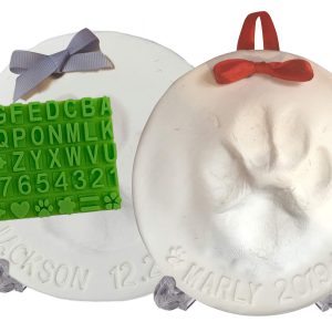 Ultimate Pawprint Keepsake Kit, Makes 2 Paw Print Christmas Ornaments, Air Dry Non-Toxic Clay Kit with Personalization Tool & Display Stands for Dogs Cats Pets