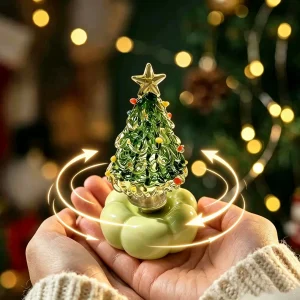 Glass Rotating Christmas Tree Ornament