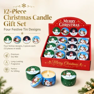 Christmas Tin Candle Set 12Pcs Scented Candles