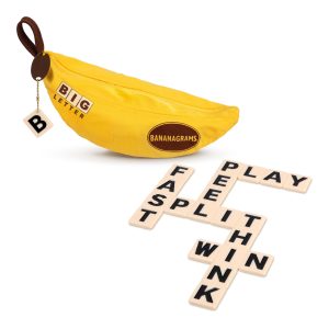 Bananagrams Classic Word Game, 144 Tiles in Banana Pouch, Travel Game