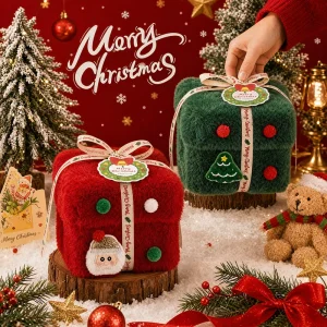 Luxury Flannel Christmas Apple Gift Box Empty Candy Box