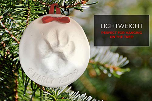Ultimate Pawprint Keepsake Kit, Makes 2 Paw Print Christmas Ornaments, Air Dry Non-Toxic Clay Kit with Personalization Tool & Display Stands for Dogs Cats Pets - Image 2