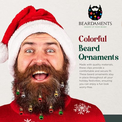 Beard Ornaments for Men Colorful Christmas Baubles - Easy-Attach Funny Christmas Ornaments for Cosplay and Holiday Parties - 12pc - Image 2