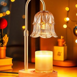 Candle Warmer Lamp Adjustable Timer - Electric Flower Glass Candles Light