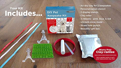 Ultimate Pawprint Keepsake Kit, Makes 2 Paw Print Christmas Ornaments, Air Dry Non-Toxic Clay Kit with Personalization Tool & Display Stands for Dogs Cats Pets - Image 3