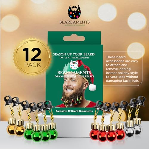 Beard Ornaments for Men Colorful Christmas Baubles - Easy-Attach Funny Christmas Ornaments for Cosplay and Holiday Parties - 12pc - Image 3