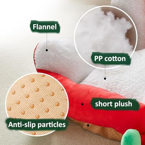 Interesting Red Christmas Cat Dog Bed, Pet Sleigh Bed, Sofa, Indoor and Outdoor Plush Synthetic Fur, Christmas Holiday Themed Pet Bed, Washable and Highly Durable (CC) - Image 3