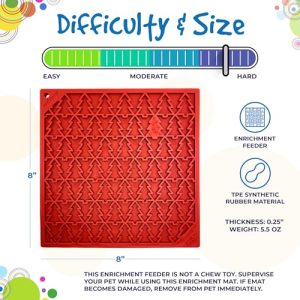 SodaPup Peace eMat, Durable Enrichment Lick Feeder Mat, USA-Made Non-Toxic Food Safe Rubber for Dogs, Slow Feeding for Mental Stimulation & Digestive Health