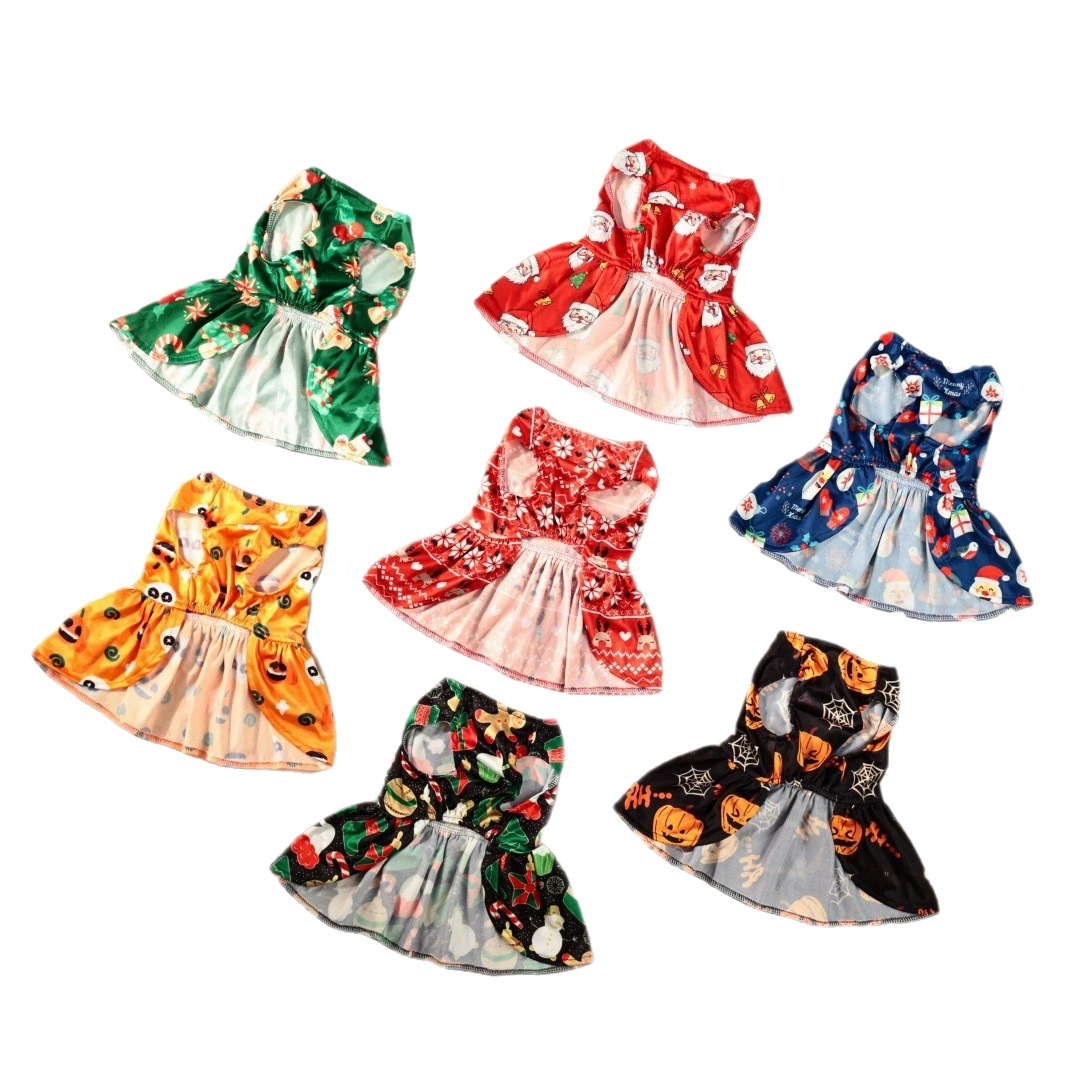 Christmas Halloween Pet Dress & Vest T-Shirt, Holiday Puppy Clothes for Small Medium Large Dogs - Image 5