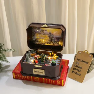 Rotating Light Up Christmas Music Box Xmas Home Decor