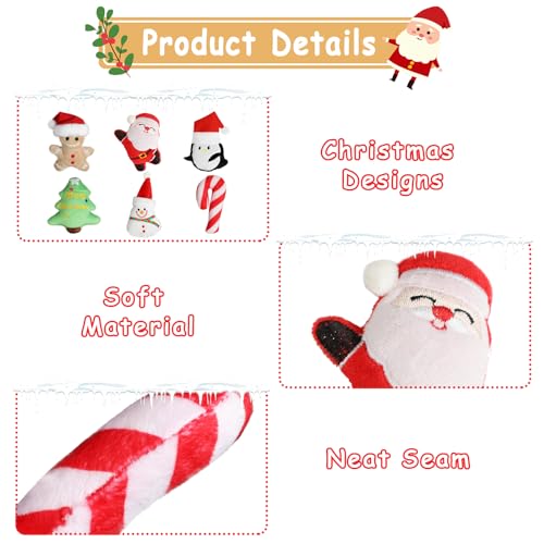 FOIMAS 6Pcs Christmas Catnip Toys, Plush Santa Snowman Tree Interactive Chew Toys for Indoor Cats & Kittens - Image 5